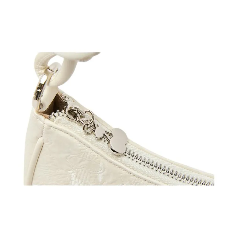 Three Blessings PU Shoulder Bag Medium Size Women's Ivory White/Pink-5
