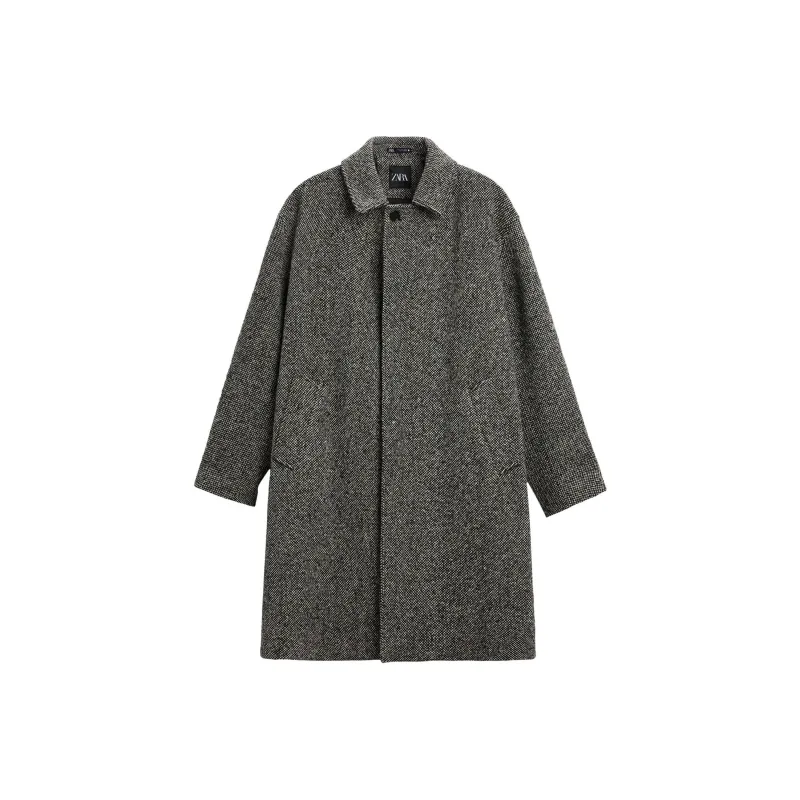 ZARA Coats Men Black/White-0
