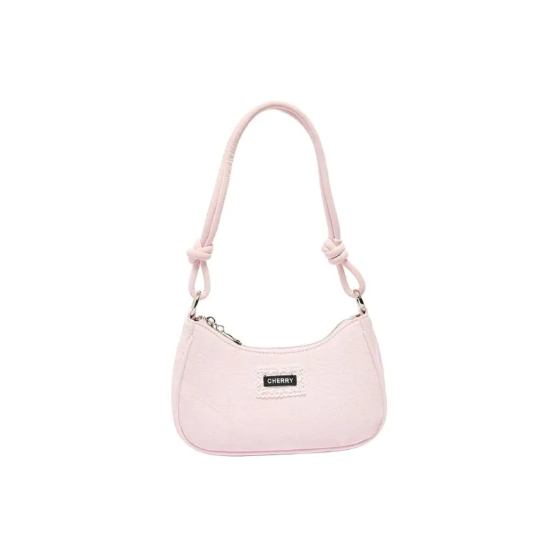 Three Blessings PU Shoulder Bag Medium Size Women's Ivory White/Pink-9