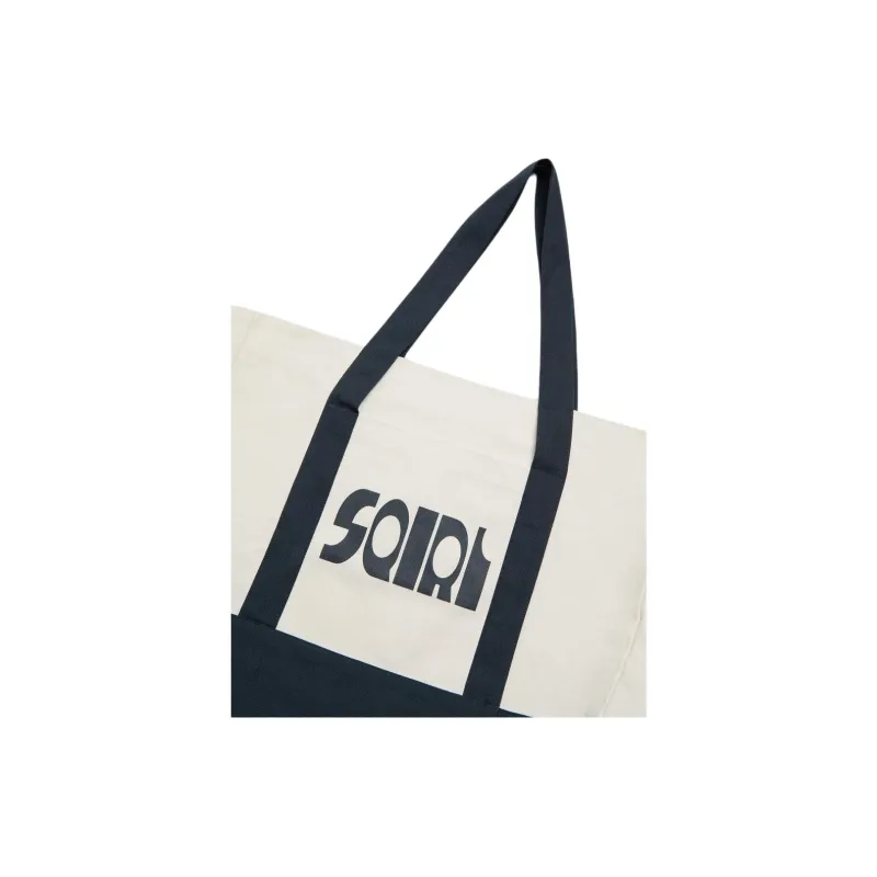 ZARA Cotton Tote Bag Shopping Bag Crossbody Bag Shoulder Bag Men's Beige & Marine Blue-4