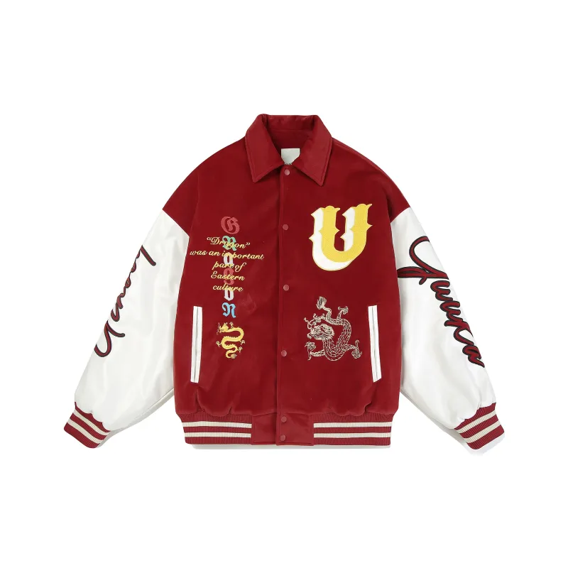 Guuka Year Of The Dragon Series Baseball Jacket Unisex Red-0