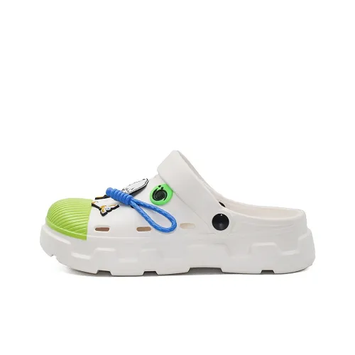OUBT Celestial Clan Stars, Shell Head Design Clogs Unisex White Green