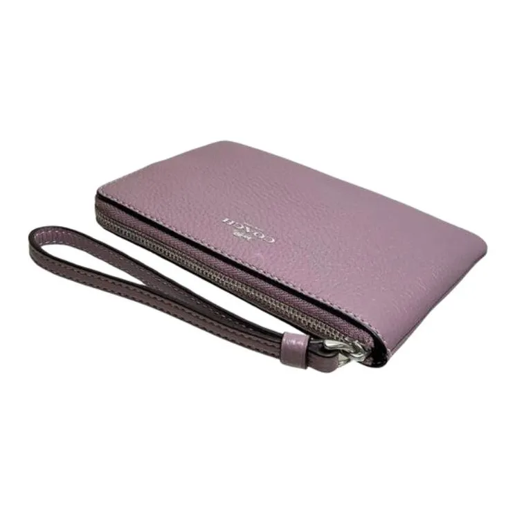 COACH Leather Wrist Bag Clutch Small Size Women's Jasmine Flower-4