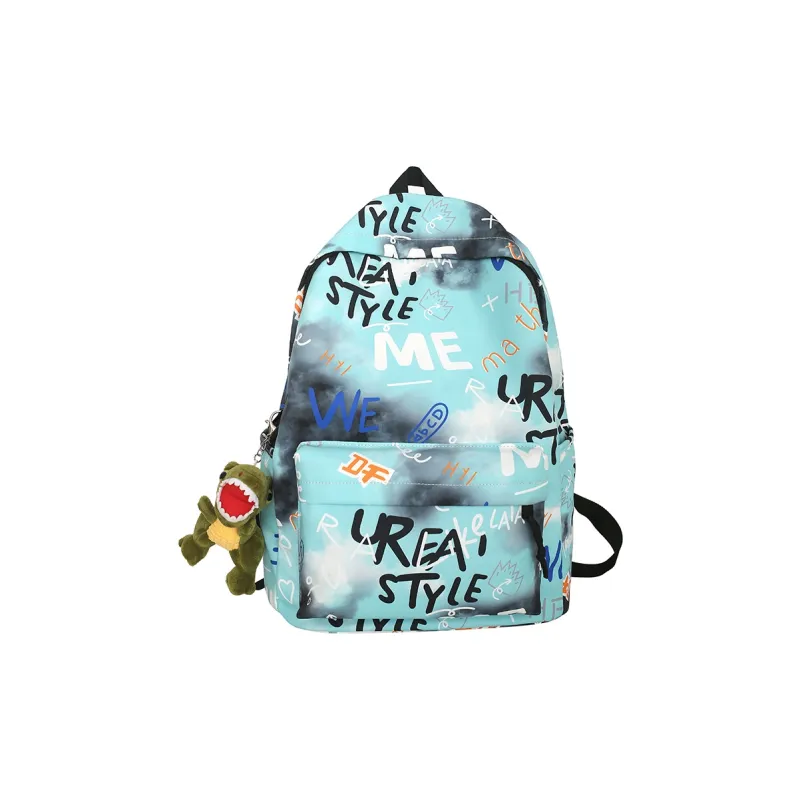 URBAN FOREST Nylon Backpack Unisex Blue/Green/Gray/White-6