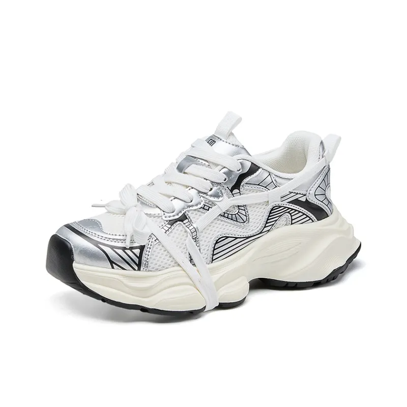EXULL Q Breathable Lightweight Height Increasing Low Top Chunky Sneakers Women's-9