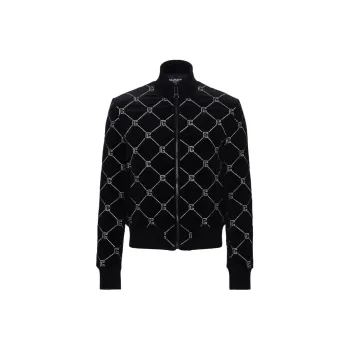 BALMAIN Rhinestone embellished Quilted Bomber Jacket