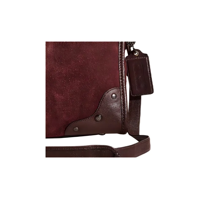 COACH Rhyder Leather With Suede Shoulder Bag, Crossbody Bag, Handbag Large Size Women's Ox Blood Red-1