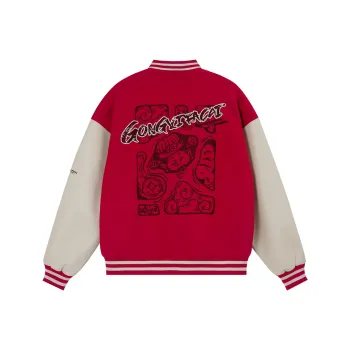 LUJIAMEN Baseball Jacket Unisex Red