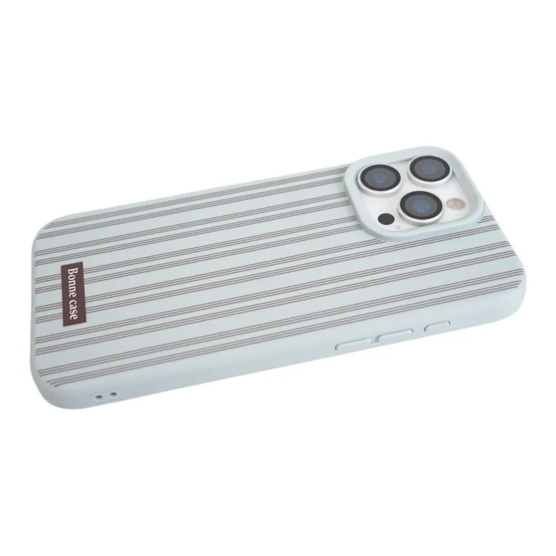 Sopi Silicone Material Blue Brown Stripes Stand Phone Cases Compatible With IPhone 16/15 Pro Max/Apple 13/14 Pro/Max-7