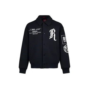 REDCHARCOAL x MJ FRESH GANG Baseball Jacket Unisex Black