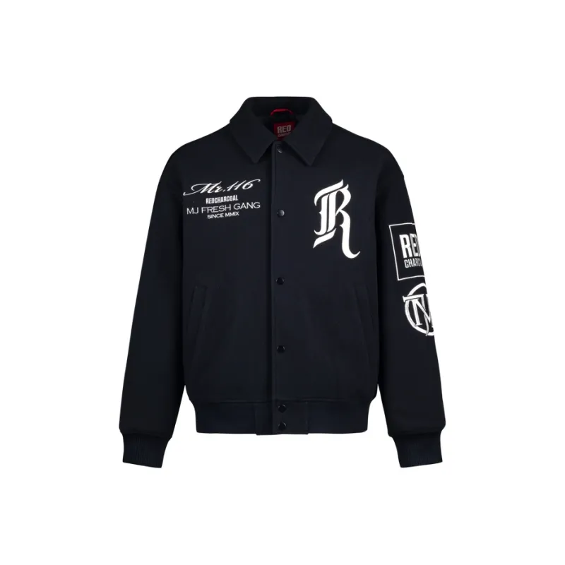 REDCHARCOAL x MJ FRESH GANG Baseball Jacket Unisex Black-0