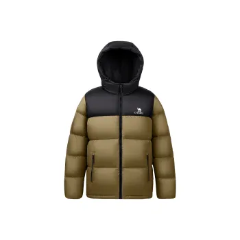 CAMEL Warm Cold Resistant Color Blocking Hooded Puffy Down Jacket Unisex