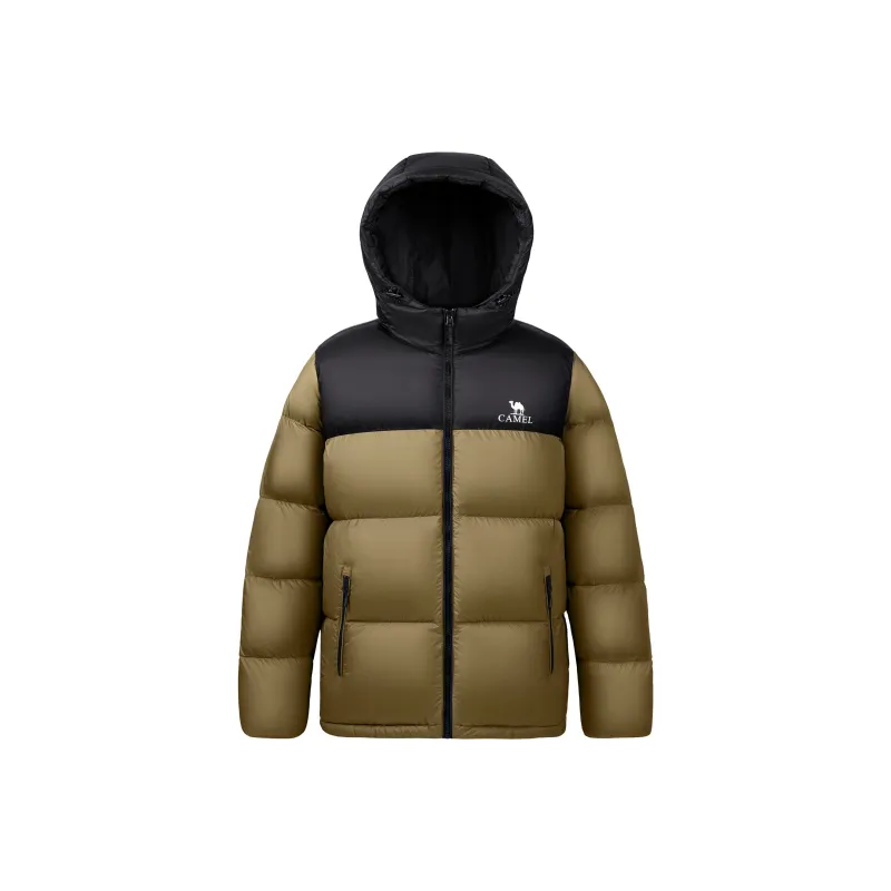CAMEL Thermal Cold Resistant Color Block Hooded Puffy Down Jacket Unisex-0