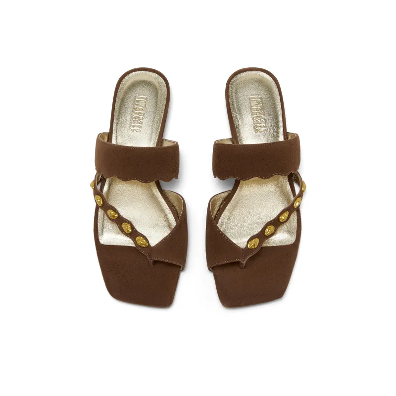 Joypeace Rubber Sole Flip Flops Women's Coffee-3