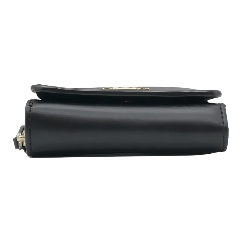 COACH Trifold Wallet Calfskin With Pebbled Leather Coin Purses Wallets Women's Black-3