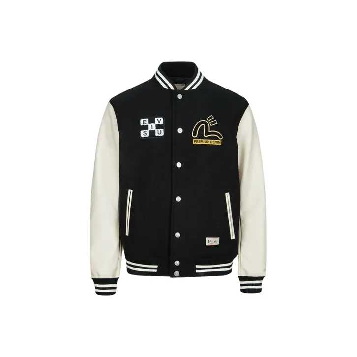 EVISU Daruma Appliqué Wool Baseball Jacket-0