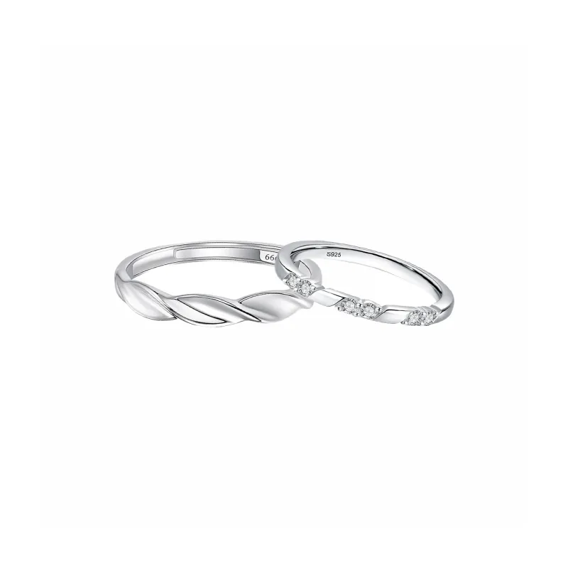 MAGICPOLE 925 Sterling Silver With Zircon Rings Unisex Silver-11