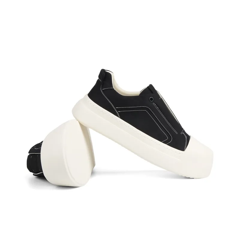 Daying Breathable Height Increase Low Top Canvas Shoes Men's Black-4