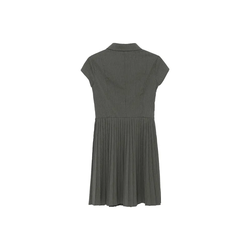 PAZZO Short Sleeved Dress Women's Stone Gray Stripes-1