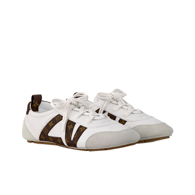 LOUIS VUITTON Sneakerina German Army Trainers Low Top Casual Shoes Women's White Gray Brown-1
