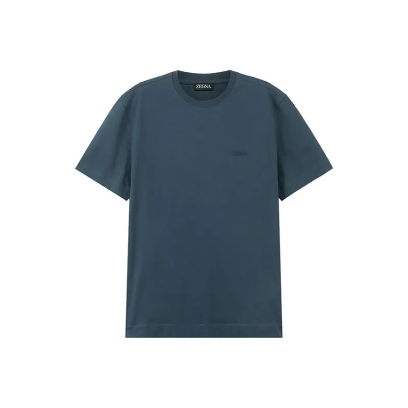 Ermenegildo Zegna Logo Embroidered Crewneck T Shirt-0