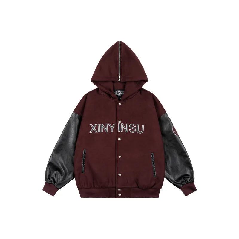 XINYINSU Baseball Jacket Unisex Black-7