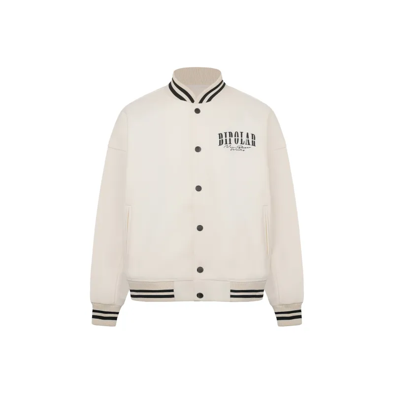 BIPOLAR Baseball Jacket Unisex Black Apricot-4