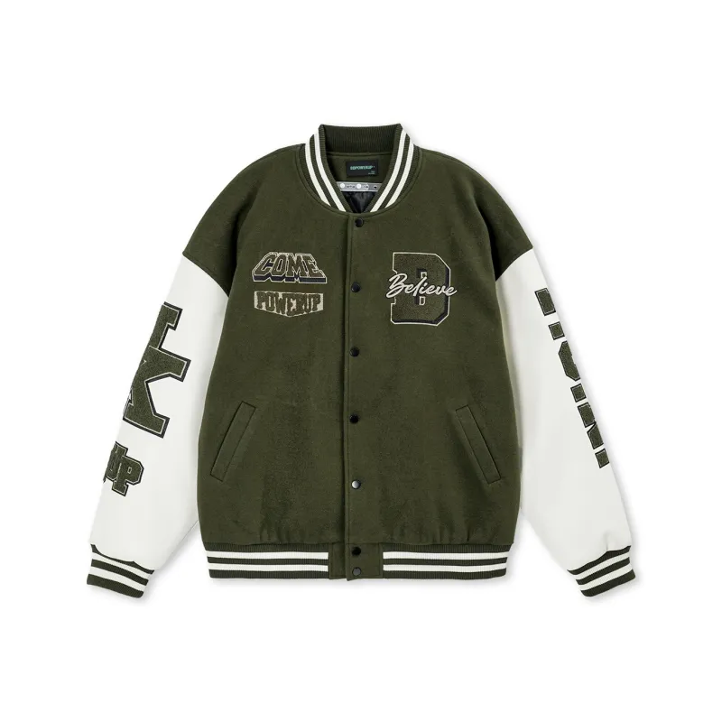 BD.POWER UP+ Baseball Jacket Unisex Army Green-0