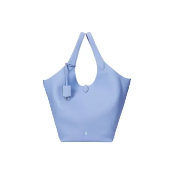 Ralph Lauren Polo Play Cow Leather Tote Bag, Shopping Bag, Handbag Tubas Women's Blue Purple