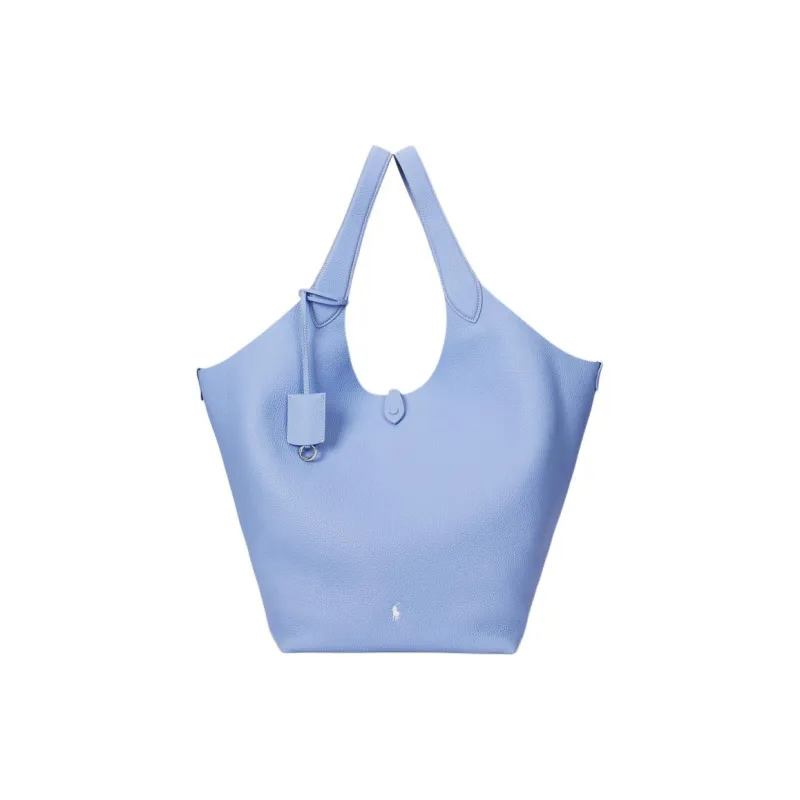 Ralph Lauren Polo Play Cow Leather Tote Bag, Shopping Bag, Handbag Tubas Women's Blue Purple-0