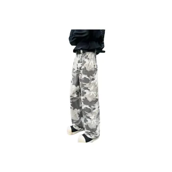 RENBEN Jeans Unisex Gray And White Camouflage