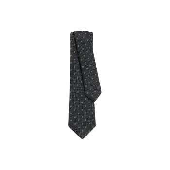 HERMES Mulberry Silk Ties Men's Charcoal Gray