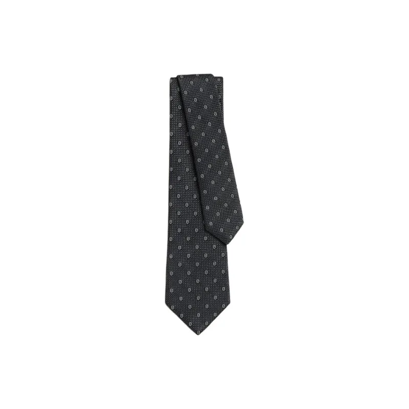 HERMES Mulberry Silk Ties Men's Charcoal Gray-0
