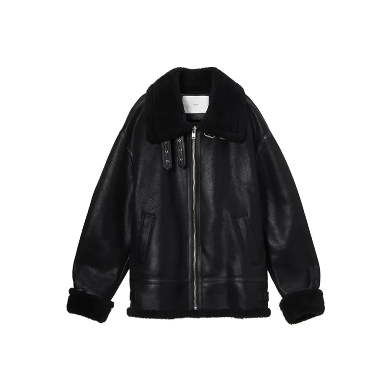 Dunst Loose Fit Line Shearling Jacket-0