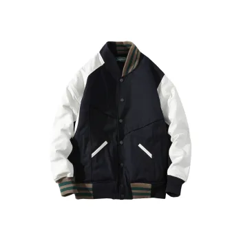 A SQUARE ROOT Baseball Jacket Unisex Navy Blue