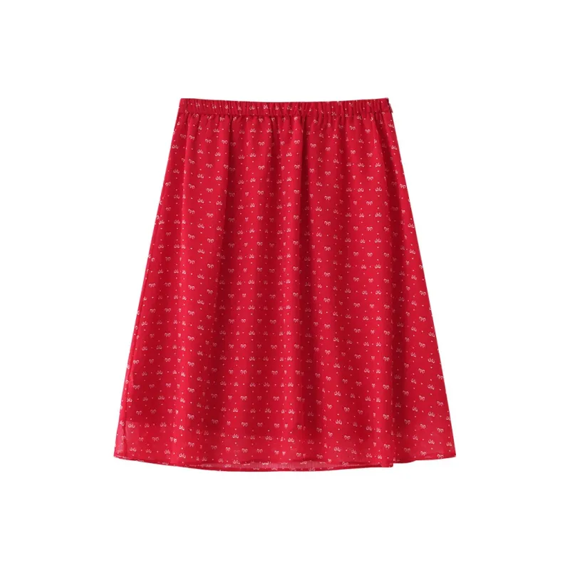 HTMEME Casual Short Skirts Women's Red-1