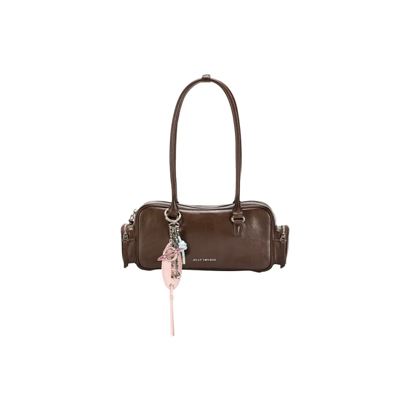 JELLYTOYBOY Cow Leather Reshaping Shoulder Bag Shoulder Bag, Handbag Women's Chocolate Brown/Pink-8