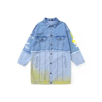 GENANX Trench Coat Unisex Denim Blue
