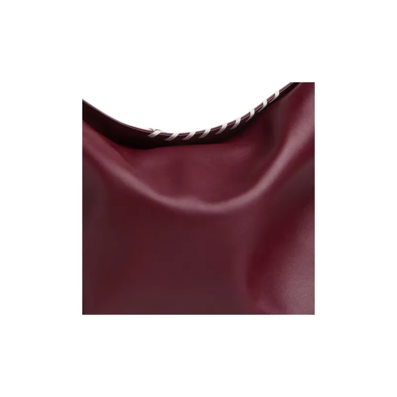 Bottega Veneta Calfskin Shoulder Bag Large Size Women's Barolo Red-4