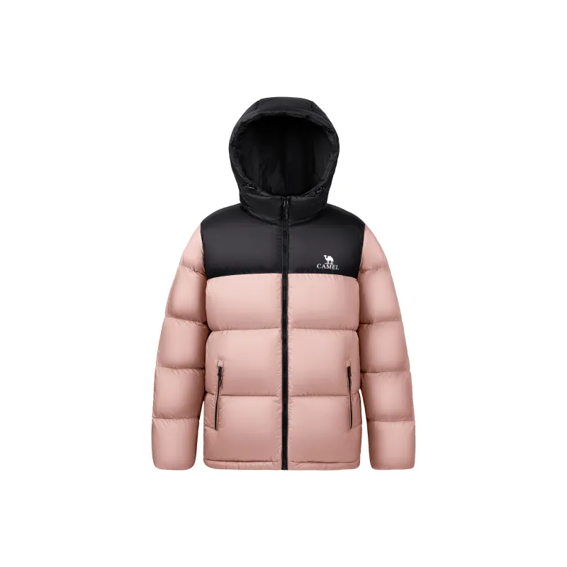 CAMEL Thermal Cold Resistant Color Block Hooded Puffy Down Jacket Unisex-8