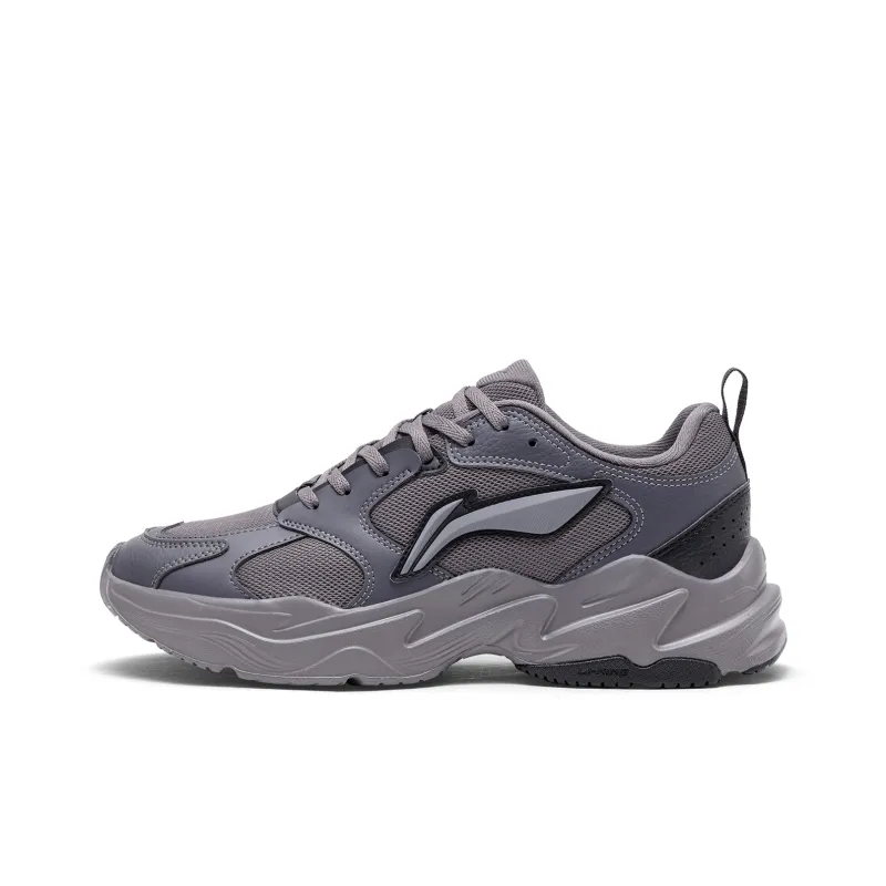 LiNing Pulse Abrasion Resistant Breathable Support Low Top Chunky Sneakers Men's Smoke Ink Gray-0