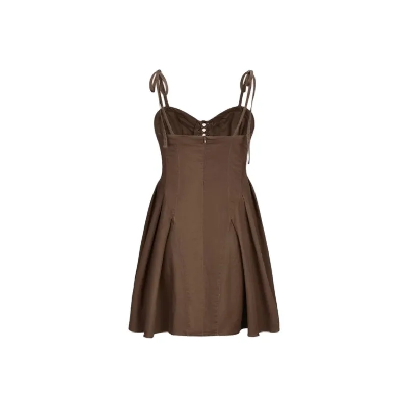 URBAN REVIVO Slip Dress Women's Dark Brown-1
