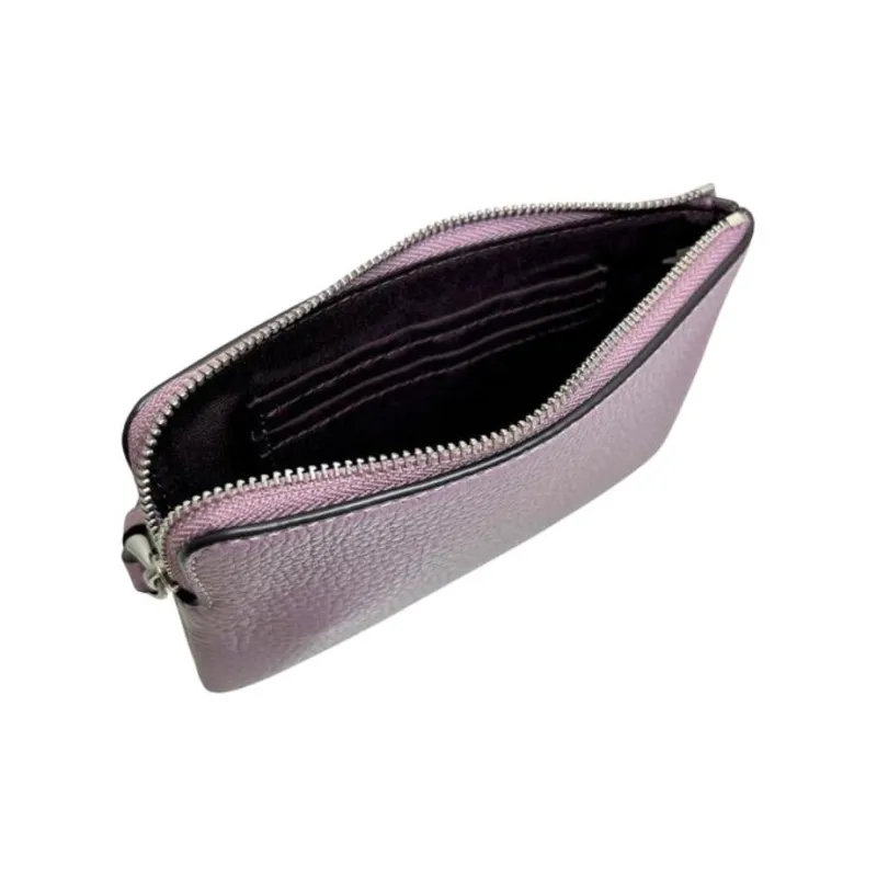 COACH Leather Wrist Bag Clutch Small Size Women's Jasmine Flower-3