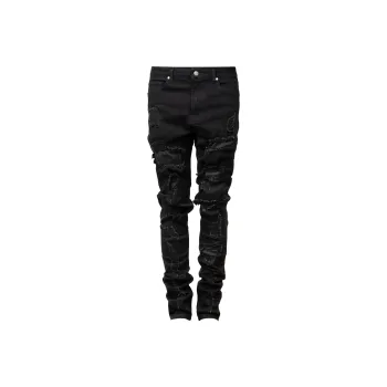 P.M.W Ripped Pants Jeans Men's Black