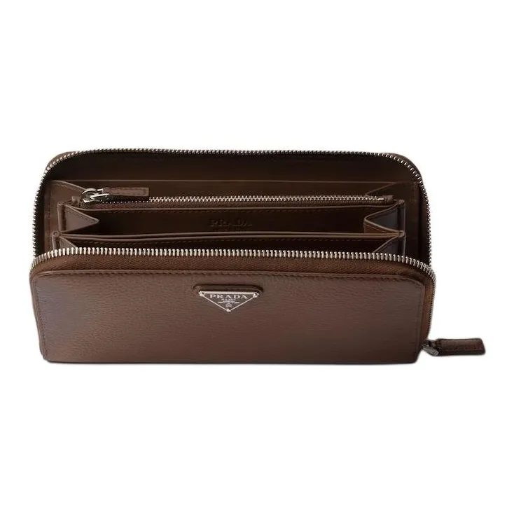 PRADA Vitello Dino Cow Leather Wallet Women's Brown-3