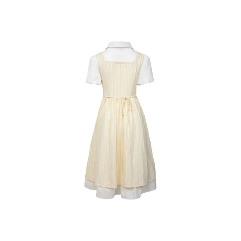 YGPRW Short Sleeved Dress Women's Yellow-1
