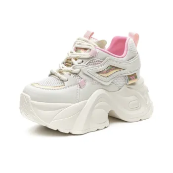 OBWA Slip Resistant, Abrasion Resistant, Breathable, Lightweight, Height Increasing Low Top Chunky Sneakers Women's