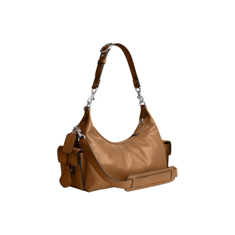 COACH PocketJuliet Smooth Leather Biker Bag, Crossbody Bag, Shoulder Bag Large Size Women's Honey Brown-1