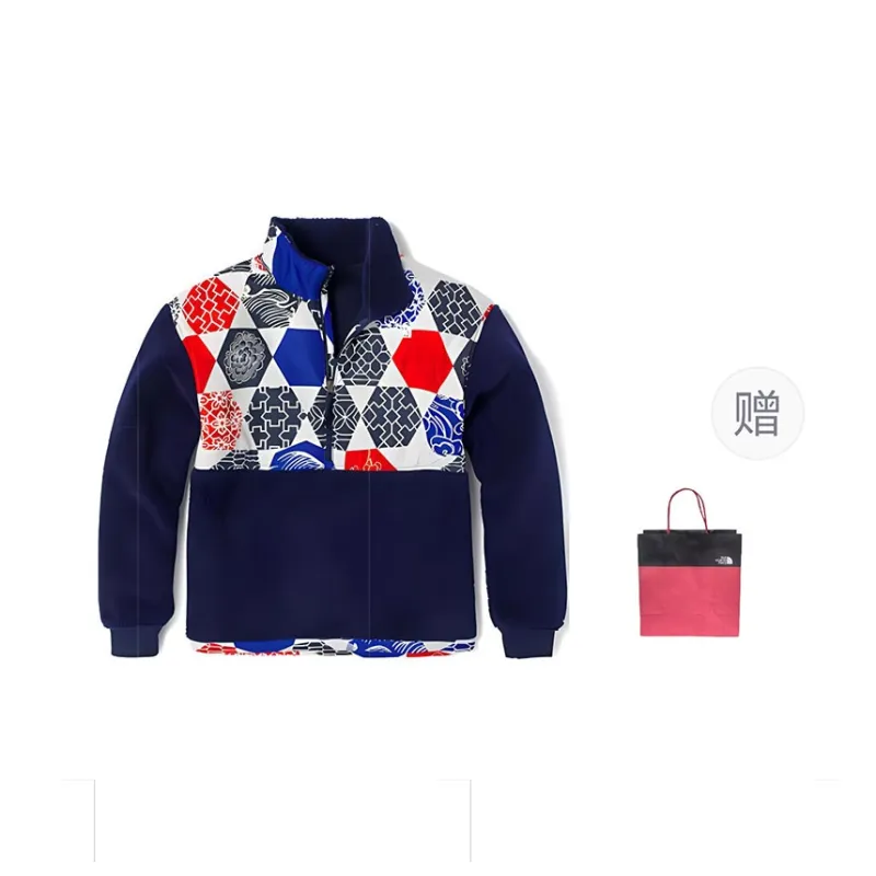 THE NORTH FACE Winter Olympics Limited Collection Velvet-feel Coat Men Blue+Shopping Bag-0