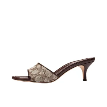 COACH Rubber Sole Slip Resistant Slide Slippers 5.7cm Women's Brown